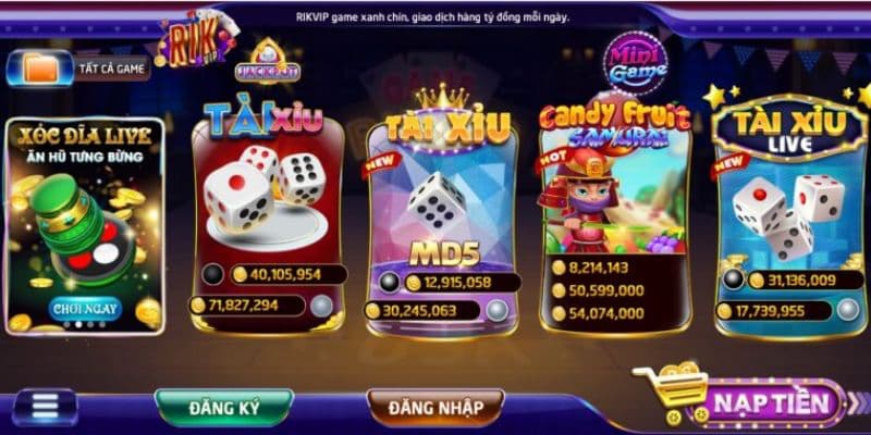 Kho sản phẩm cá cược casino với những tựa game hàng đầu cùng Rikvip 