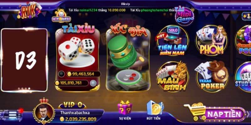 Sức hấp dẫn thu hút người chơi tại sảnh casino Rikvip 